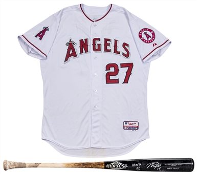 2015 Mike Trout Game Used & Signed Los Angeles Angels Home Jersey & Old Hickory MT27* Model Bat Used On 9/6/15 For Home Run #34 Of Season (MLB Auth, PSA/DNA GU 10, Anderson, Resolution Photomatching)